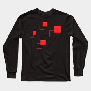 Squares Abstract Art Red Emboss Long Sleeve T-Shirt